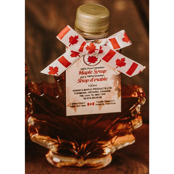 Voisin's Amber Maple Syrup Glass Leaf Bottle 100ml