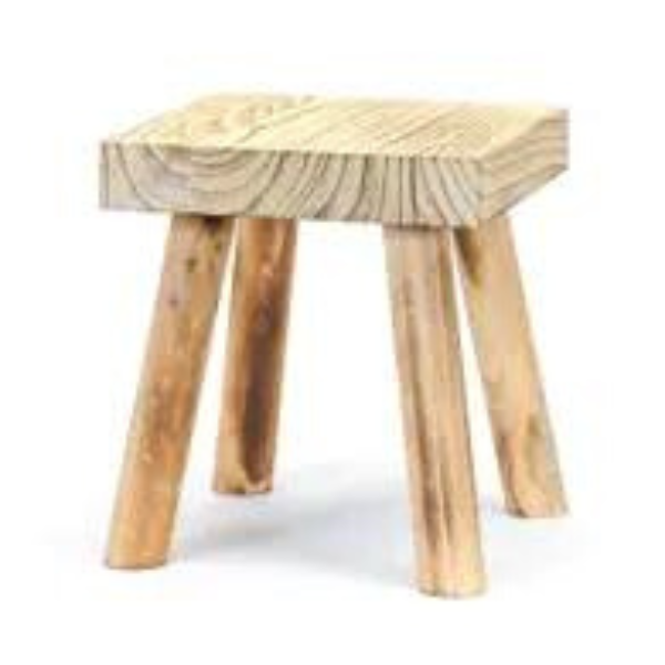 Square Stool - Light Burnt 9"H