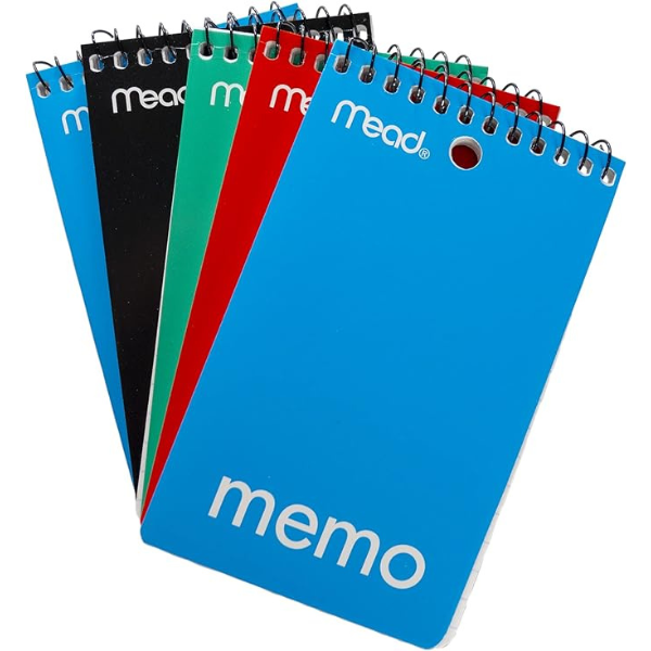 Mead Wire Bound Memo Notebooks 3 x 5" Assorted Colors