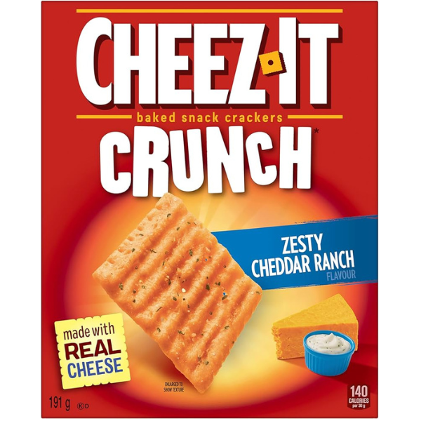 Cheez-It, Baked Snack Cheese Crackers Zesty Cheddar Ranch 191g