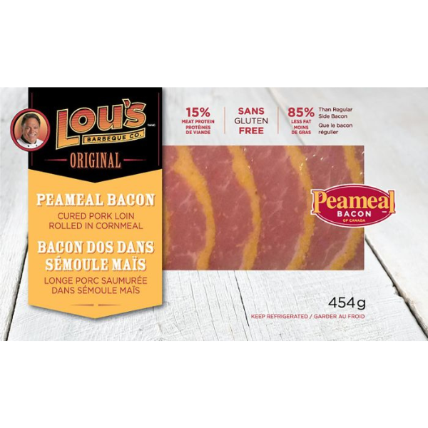 Lou's Barbecue Boneless Cured Pork Loin Bacon 454 g