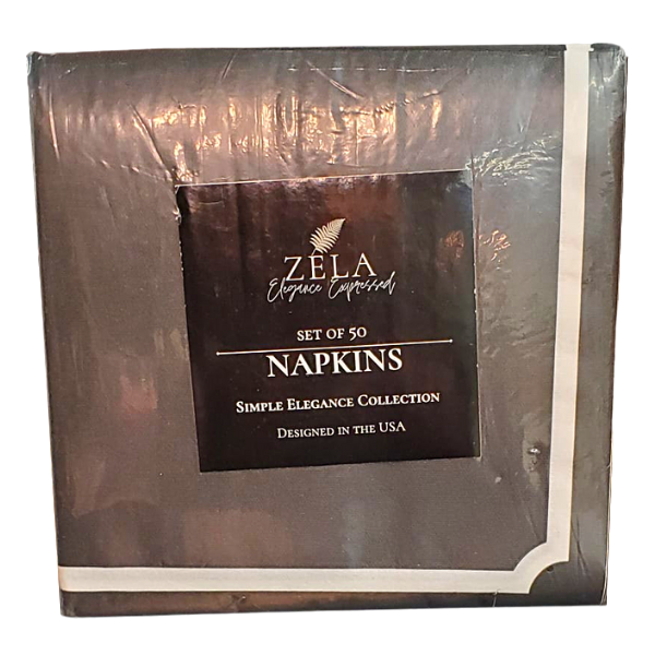 Zela Simple Elegance Collection Black Border Dinner Napkins 50pk