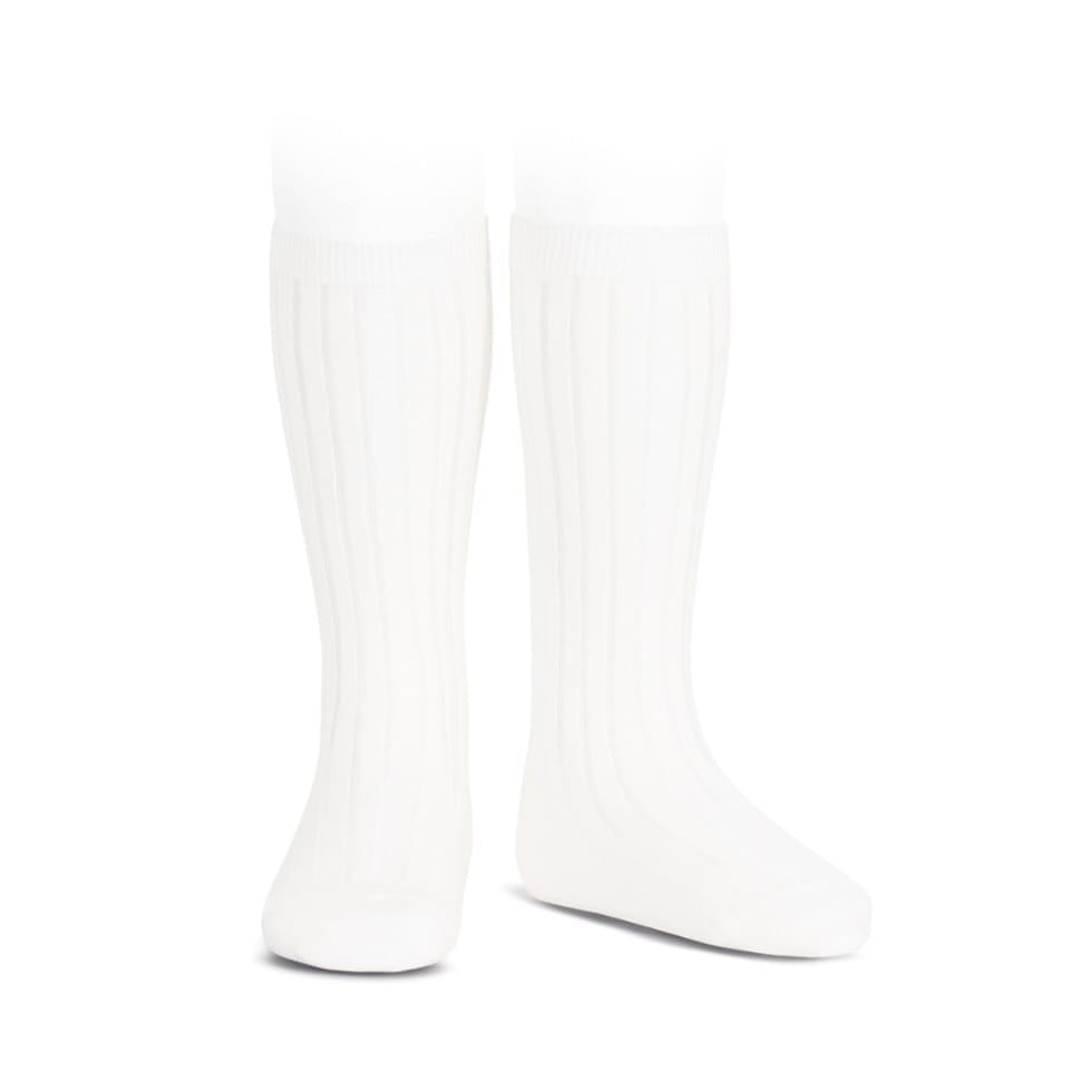 Condor 200 White 2.016/2 Basic rib knee high socks