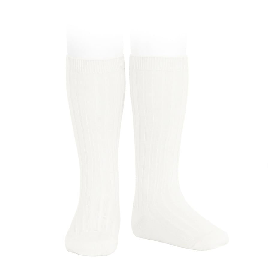 Condor 202 Ivory 2.016/2 Basic rib knee high socks