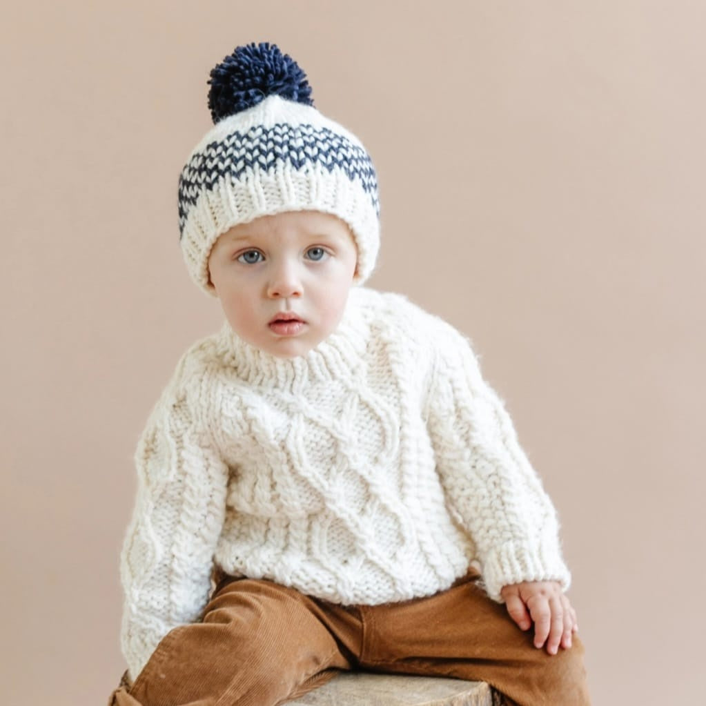 Blueberry Hill Cream Knit Fisherman Sweater 2-3yr