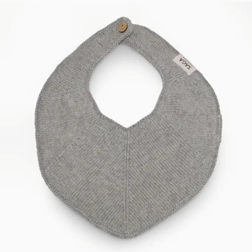 Saga Copenhagen Grey Melange Knitted Baby Bib