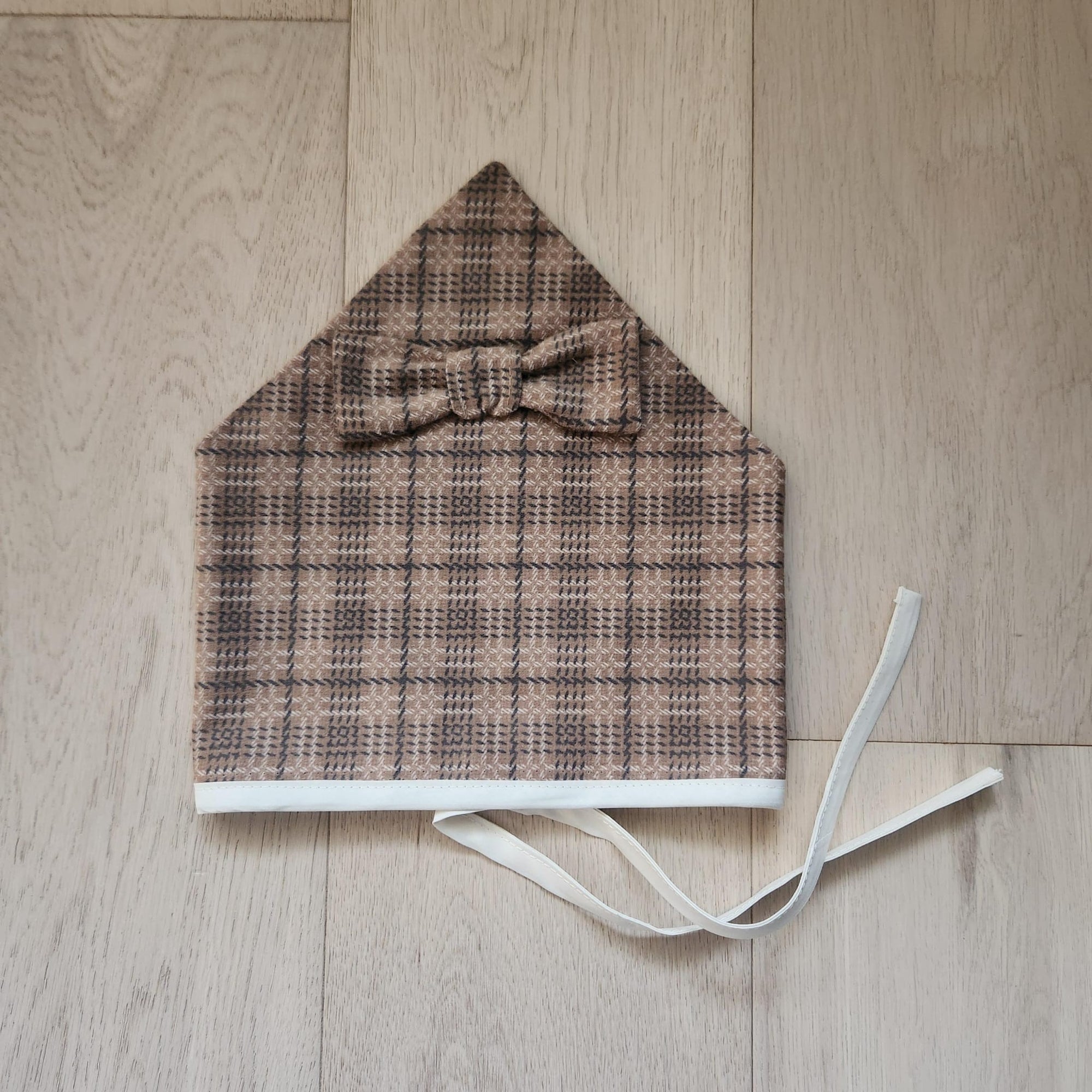 Natur Scarves Plaid w/ White lining Large Triangle Cotton Tie Scarf