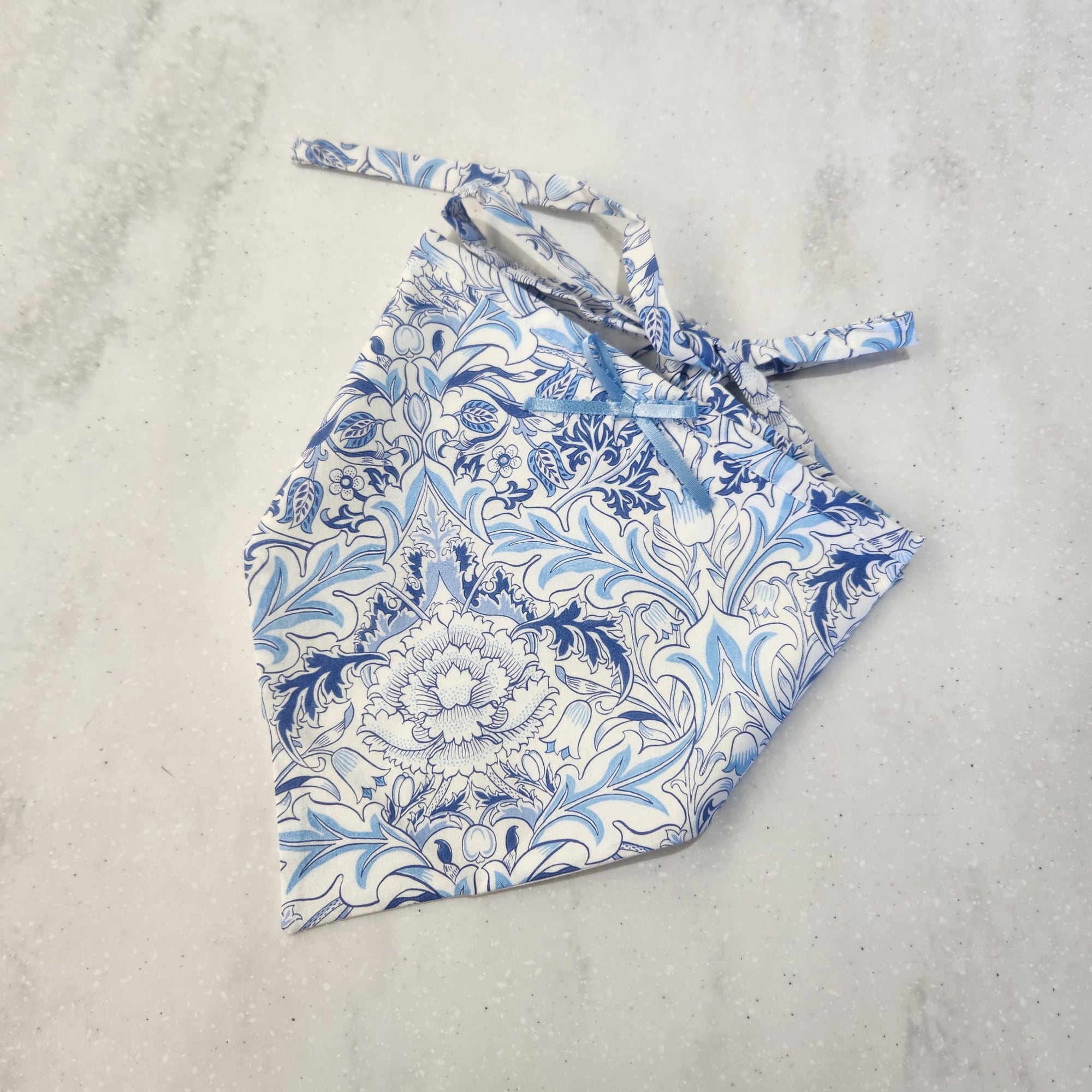 Natur Scarves Blue Flower Print Large Triangle Cotton Tie Scarf