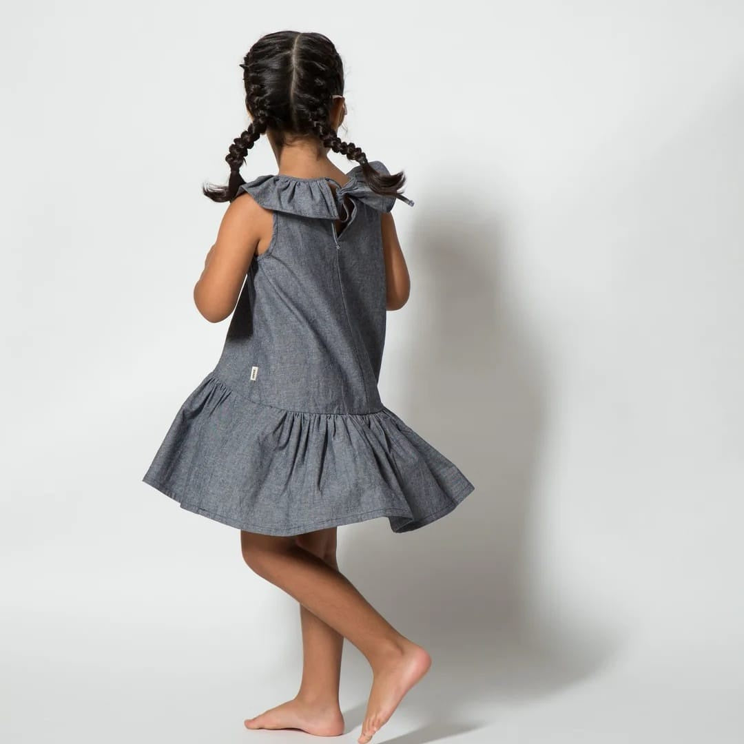 Greige Navy Chambray Dress 4yr