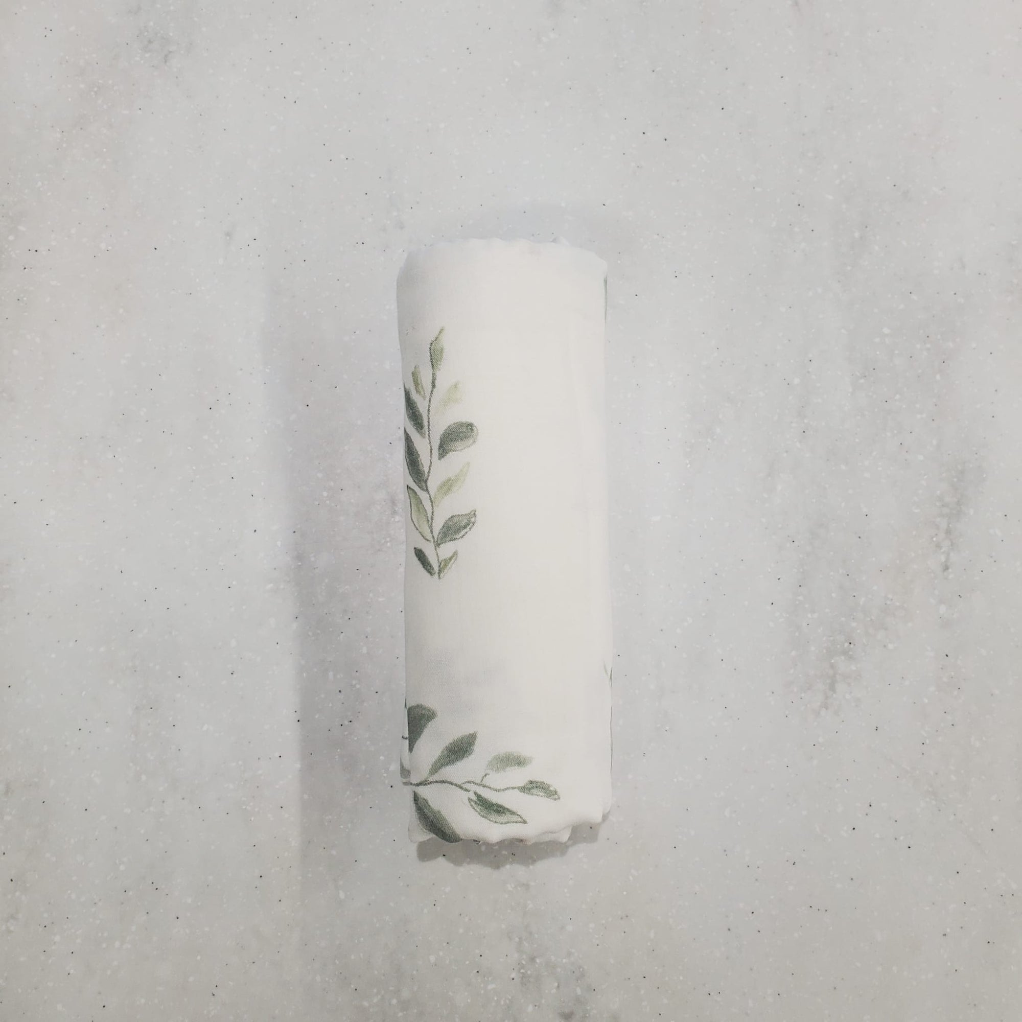 Muslin & Bamboo Baby Swaddle Blanket - Cream w/ Leaves