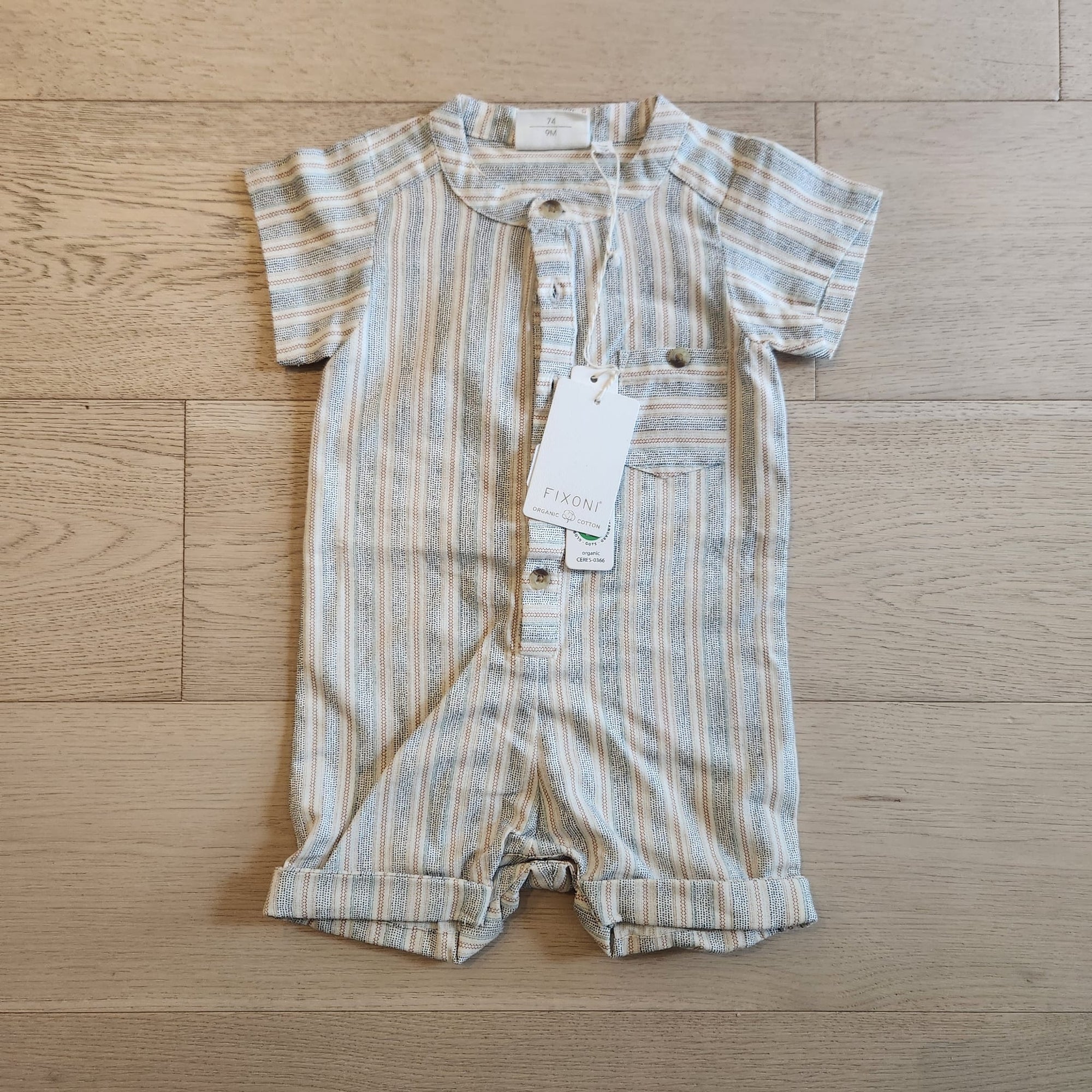 Fixoni Navy Rust Striped Romper 9m