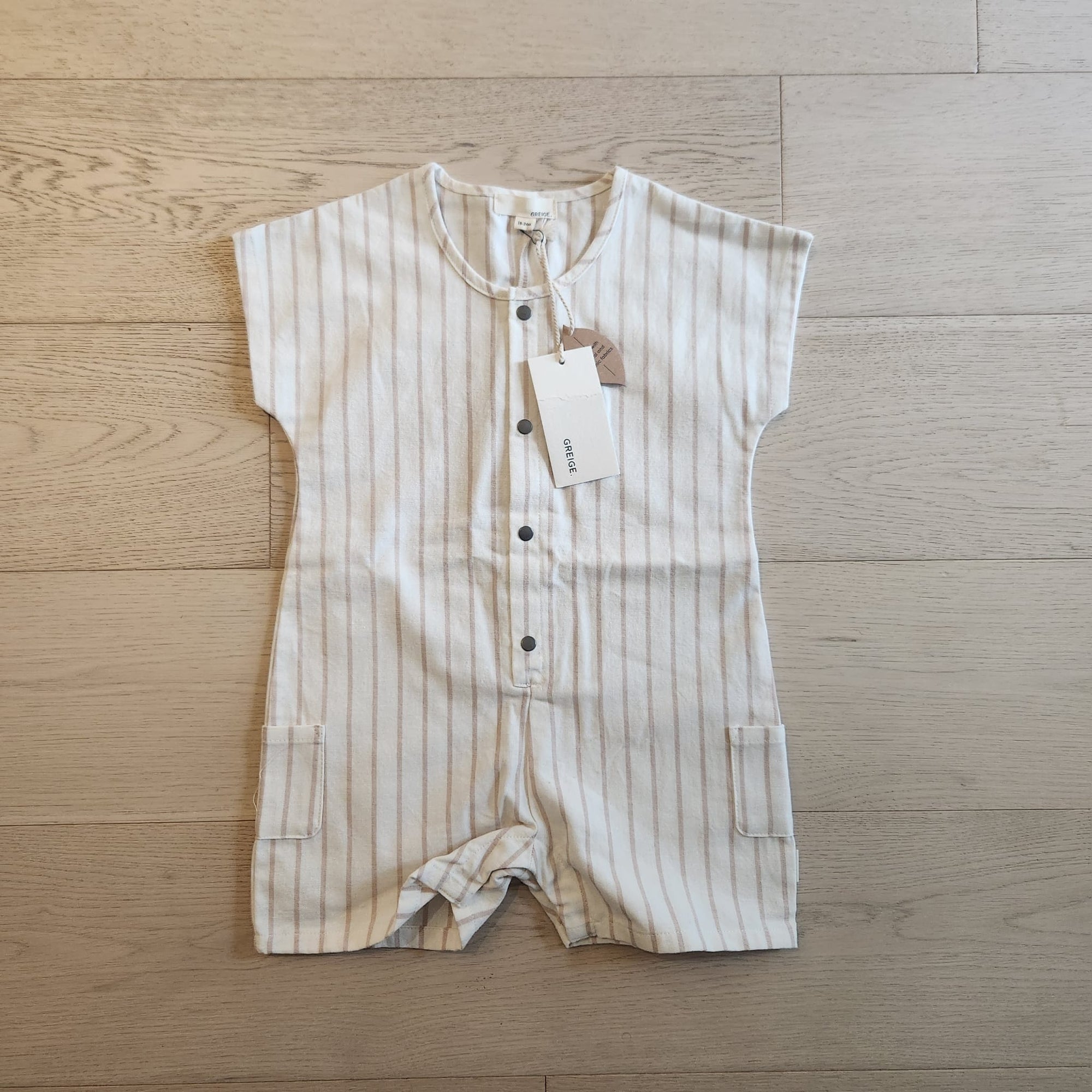 Greige Natural Biscotti Short Romper 18-24m