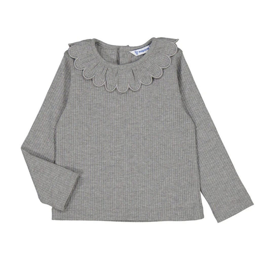 Mayoral Grey Scalloped Neck Top 9m