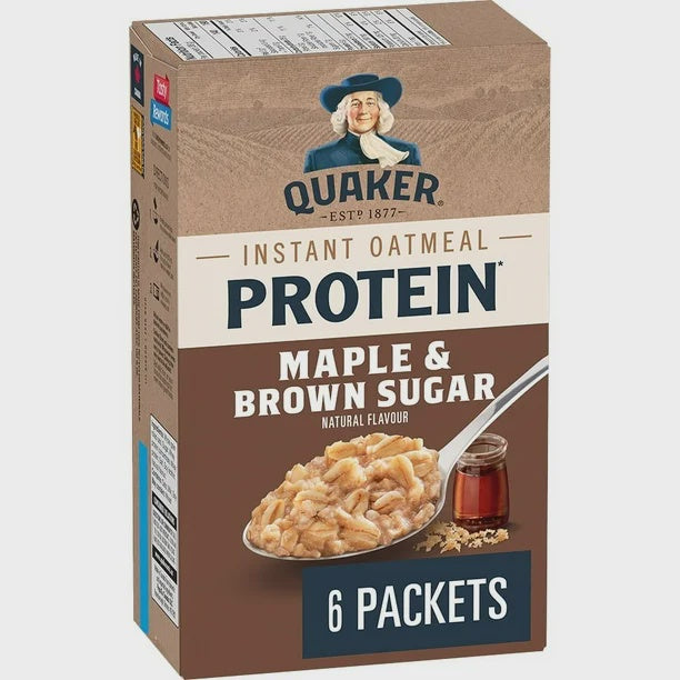 Quaker High Protein Maple & Brown Sugar Instant Oatmeal 6ct 228g