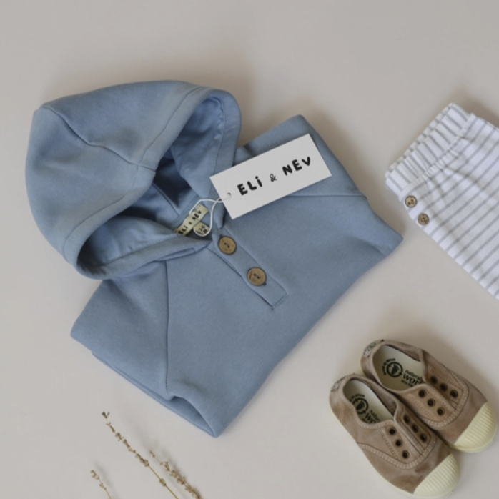 Eli + Nev Blue Raglan Sleeve Hoodie Oeko-Tex 18-24m