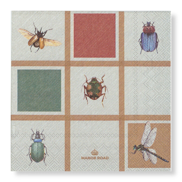 Manor Road Bugs & Beetles Cocktail Napkins 20pk
