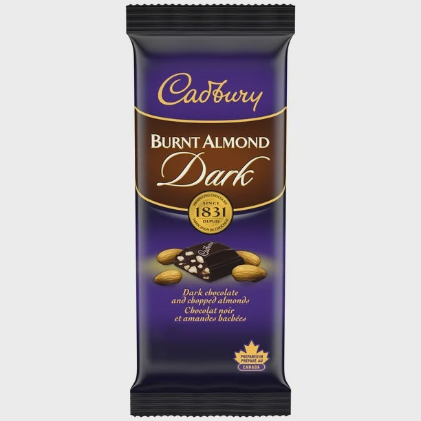 Cadbury Burnt Almond Dark Chocolate Bar 90g