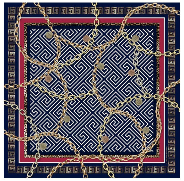 Lorenzo Vittani Chain Border Navy/Red 90x90