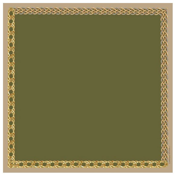 Lorenzo Vittani Chain Border Olive/Taupe 90x90