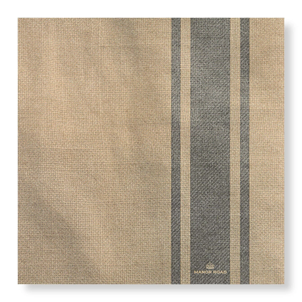 Manor Road Coffee Stripe Linen Cocktail Napkins 20Pk