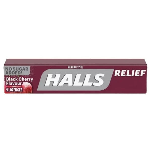 Halls Black Cherry Relief No Sugar Cough Drops 9 Lozenges