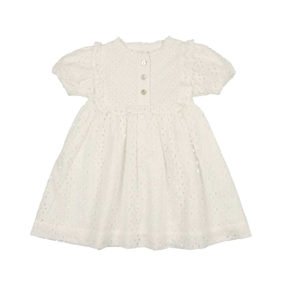 Lil Legs White Eyelet Short Sleeve Dress 6Y