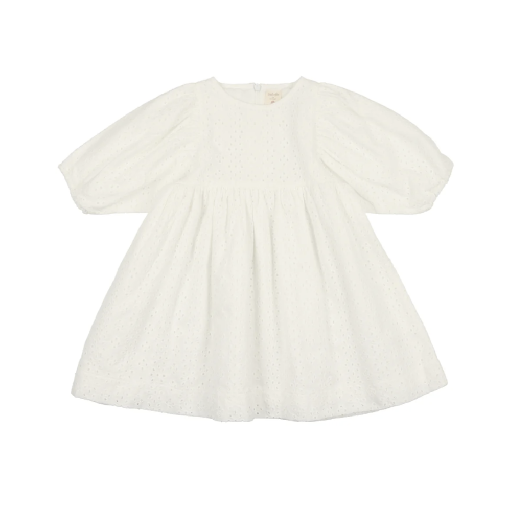 Lil Legs White Eyelet Dress Three Quarter Sleeve 10Y