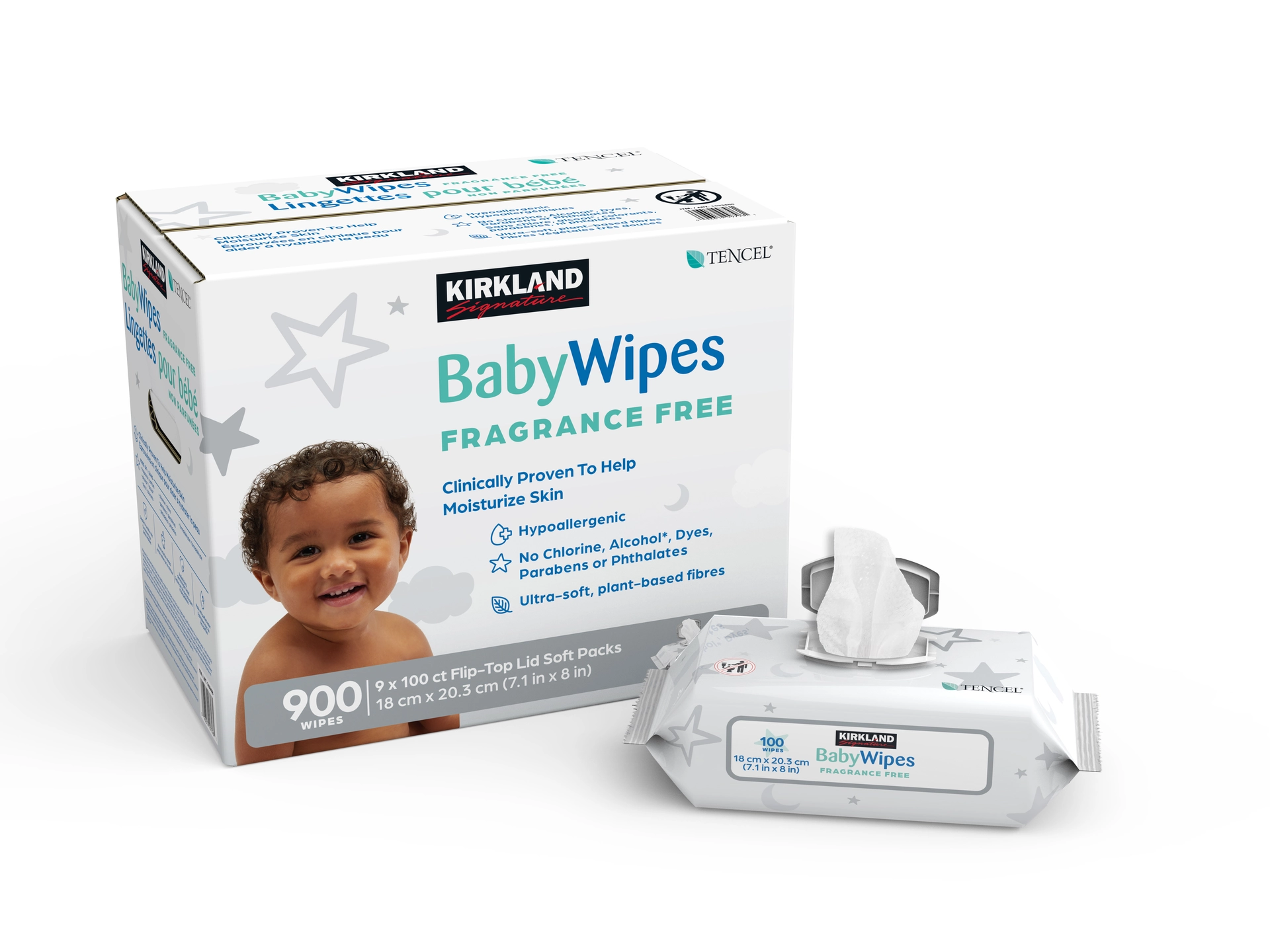 Kirkland Signature Fragrance Free Baby Wipes 9 packs of 100