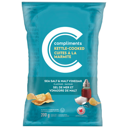 Compliments Kettled Cooked Sea Salt & Malt Vinegar 200g