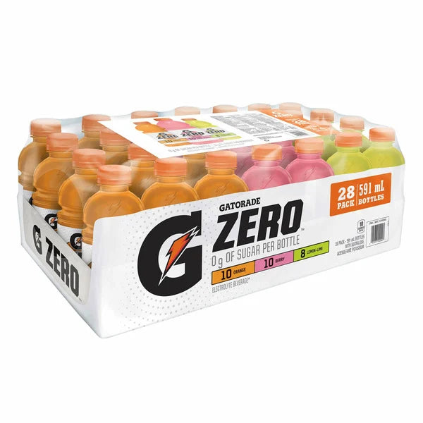 Gatorade G Zero Sports Drink, Orange, Berry &Lemon-Lime Flavors 591ml x 28