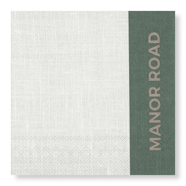 Manor Road Linen (Colourblock Green) Cocktail Napkins 20pk