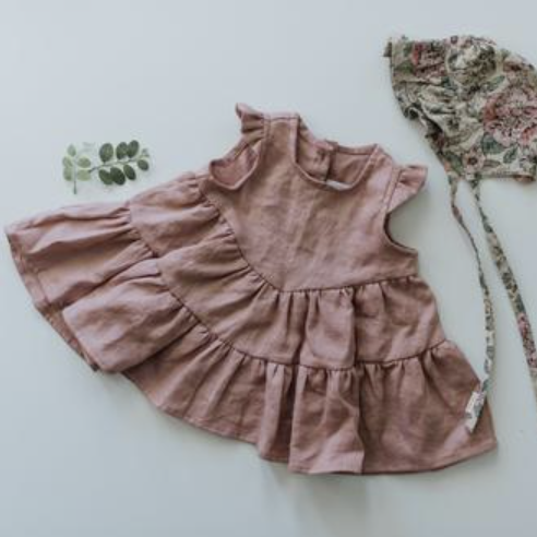 Little Deer Handmade Salmon Rose Maple Dress 18-24m