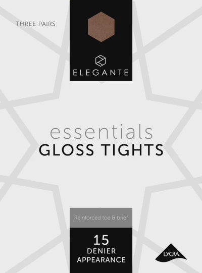 Elegante Essential Gloss Pantyhose Reinforced Toe & Brief 15den Illusion 3prs”