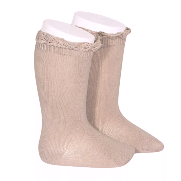 Condor 544 Old Rose Knee socks with lace edging cuff Size 0 (6-12m)