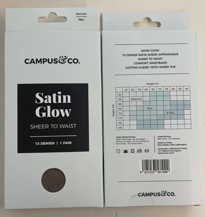 Campus&Co. Satin Glow Sheer To Waist Pantyhose Bronze 1pr / Medium