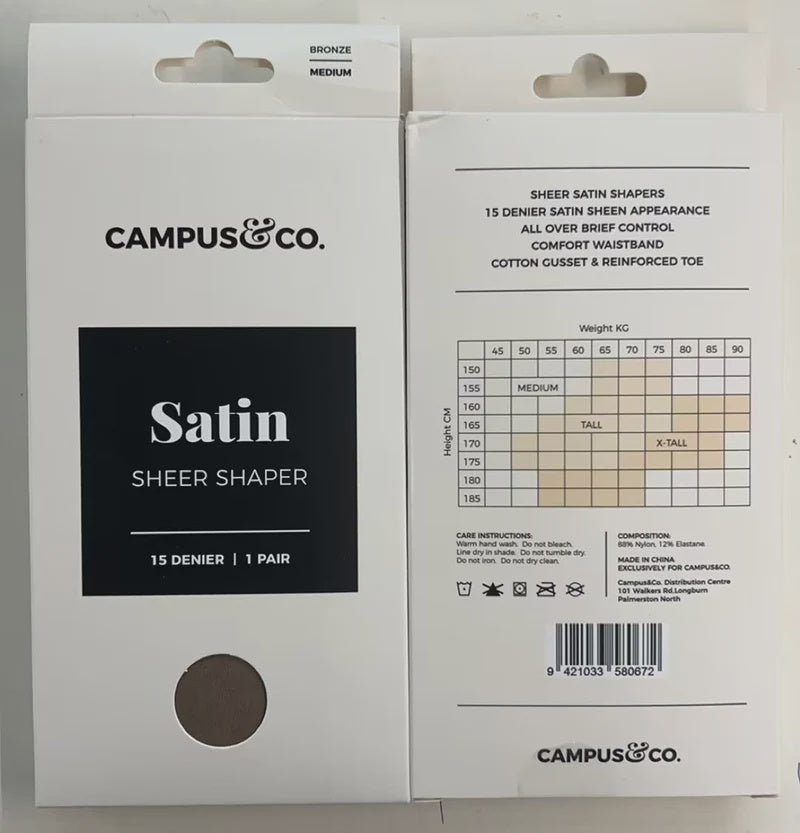 Campus&Co. Satin Sheer Shaper Pantyhose Bronze 1pr / Medium