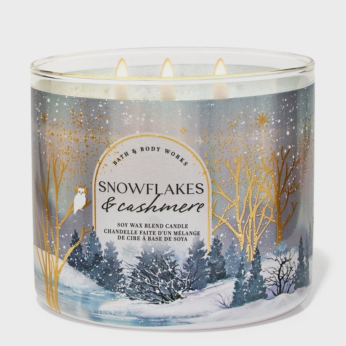 Bath & Body Works Snowflakes & Cashmere 3 Wick Candle 14.5oz