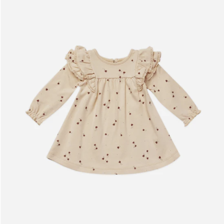 Quincy Mae Tulips Long Sleeve Flutter Dress 3-6m