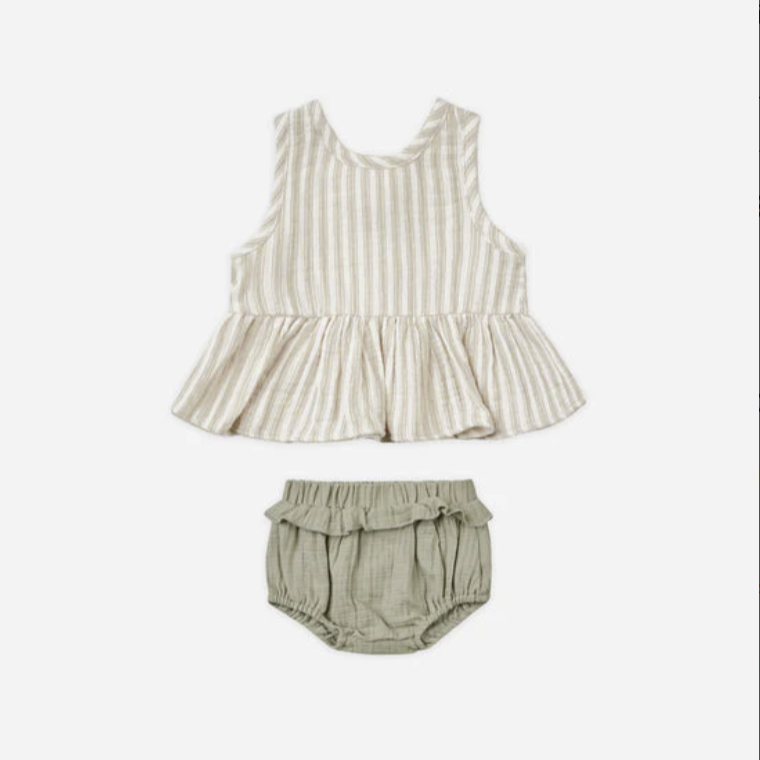 Quincy Mae Sage Vintage Peplum Top Set 12-18m