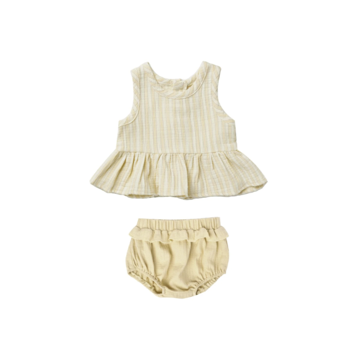 Quincy Mae Yellow Vintage Peplum Top Set 6-12m