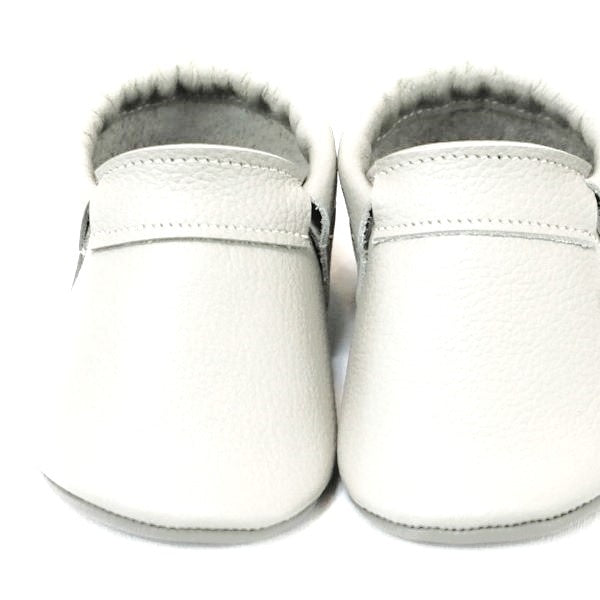 Mighty Mocs White Leather Moccasins