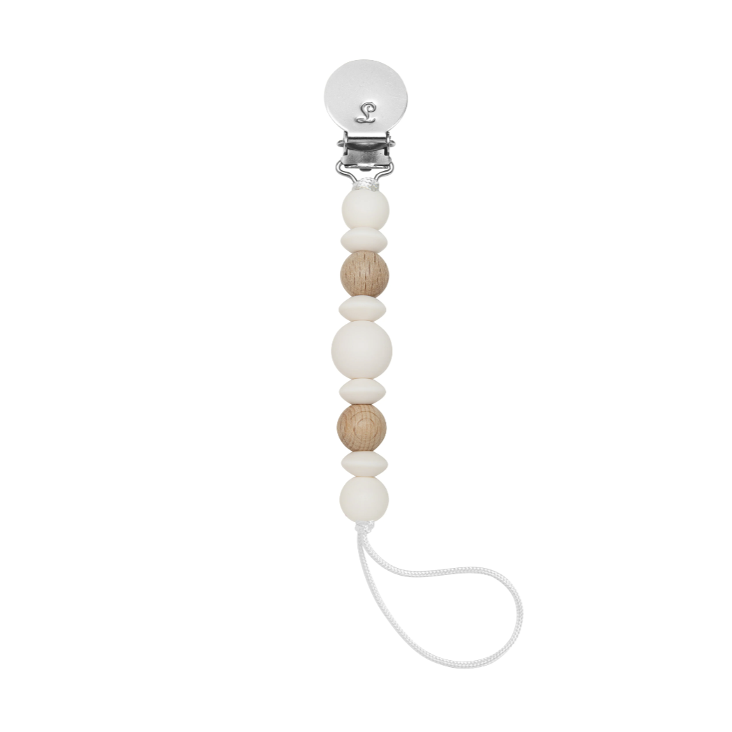 Loulou lollipop Ecru Luna Pacifier Clip