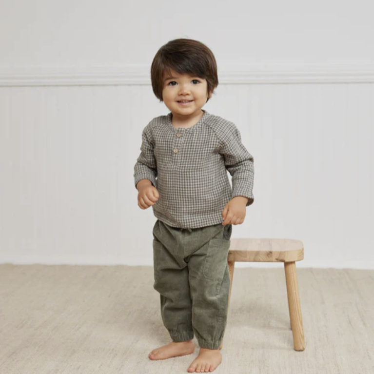 Quincy Mae Forest Micro Plaid Zion Shirt 18-24m