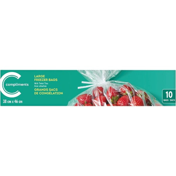 Compliments Large Freezer Bag With Twist Ties 10ct
