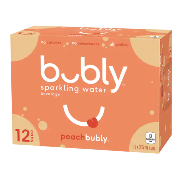 Bubly Peach Sparkling Water 355ml x 12