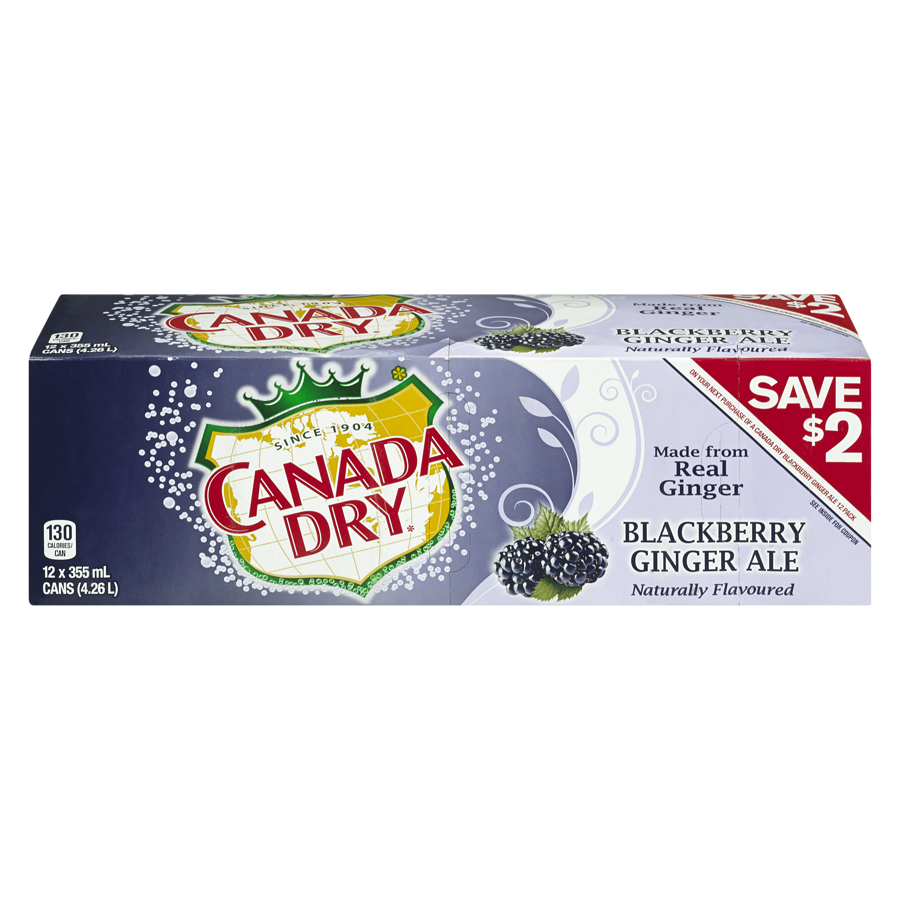 Canada Dry Blackberry Ginger Ale Pop 355ml x 12