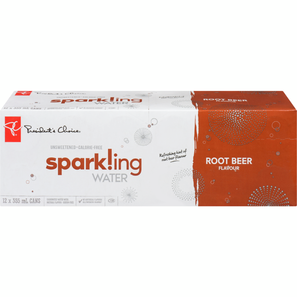 PC Sparkling Water Root Beer Flavour 355ml x 12