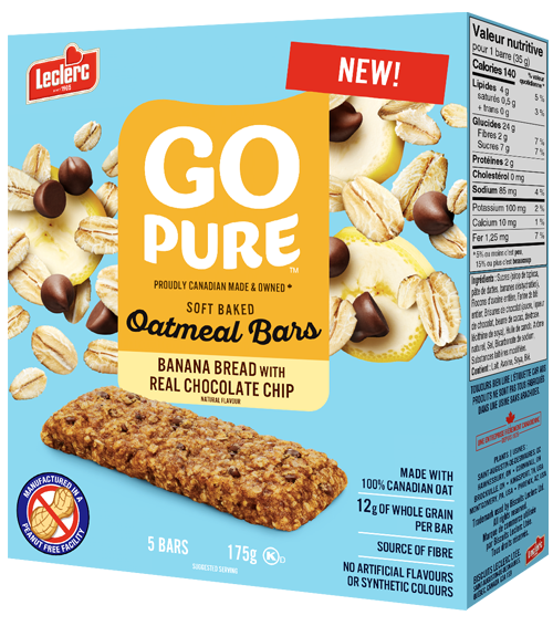 Leclerc GoPure Oatmeal Bars Banana Bread with Chocolate Chip 175g