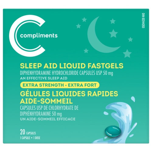 Compliments Sleep Aid Liquid FastGels Extra Strength 20ct