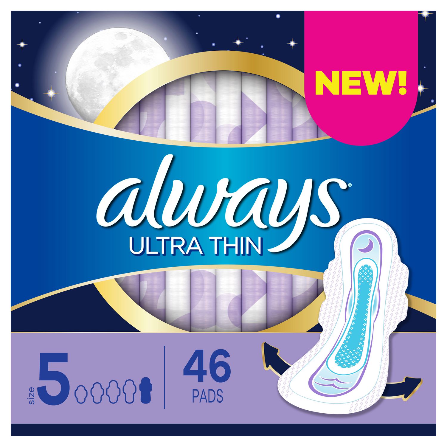 Always Ultra Thin Size 5 Extra Heavy Overnight Pads 24ct
